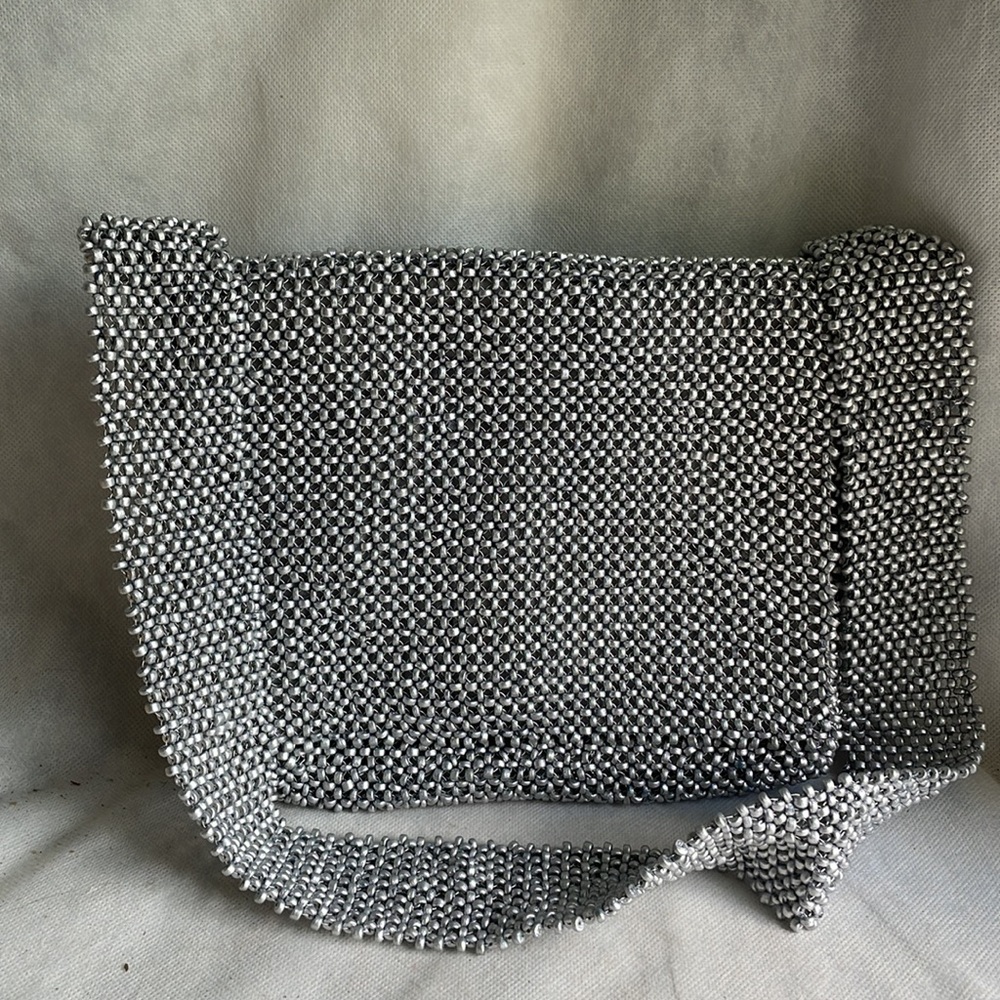 Handwoven wood bead messenger bag shoulder cross body